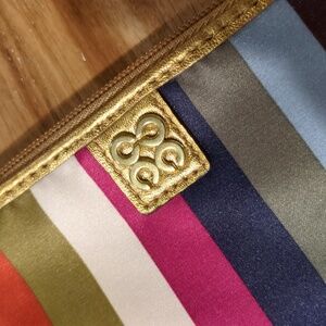 Coach Legacy Metallic Gold Trim/Satin Wristlet